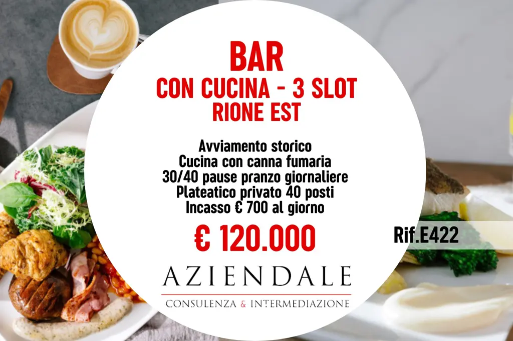Bar storico ed avviato, con cucina e slot. Alti incassi giornalieri