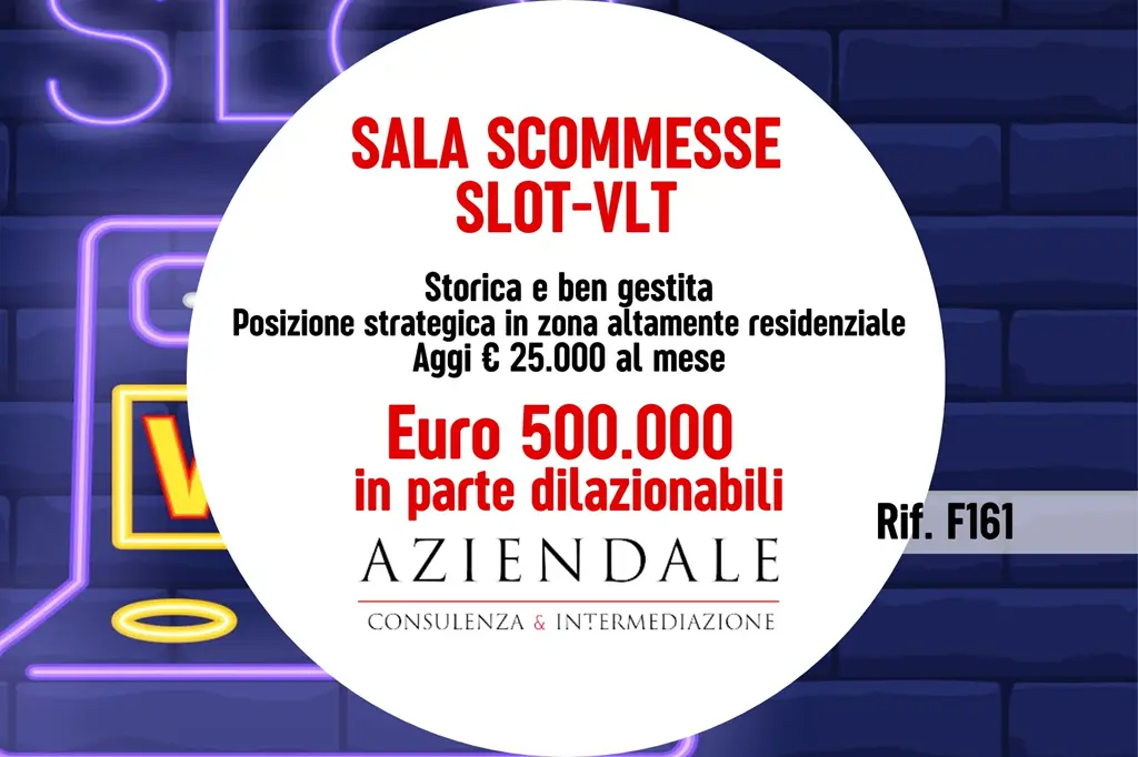 Sala scommesse con slot-vlt. Storica e ben gestita