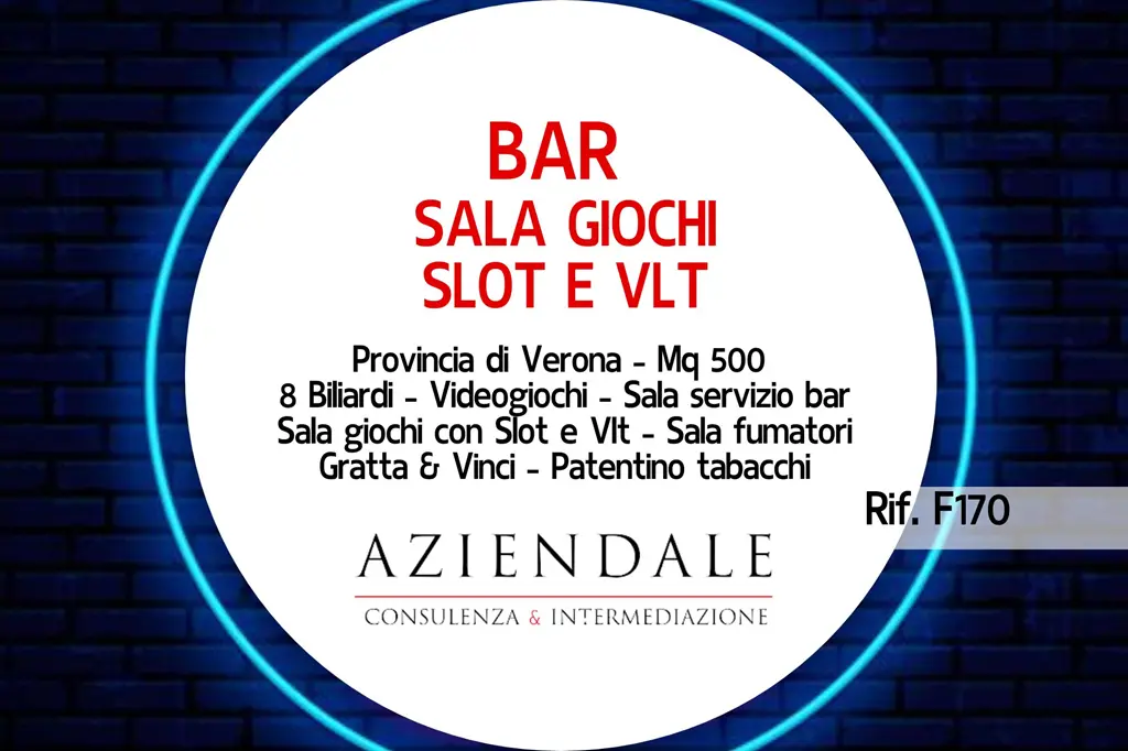 Bar con sala slot di oltre 500 mq – tutto vetrinato