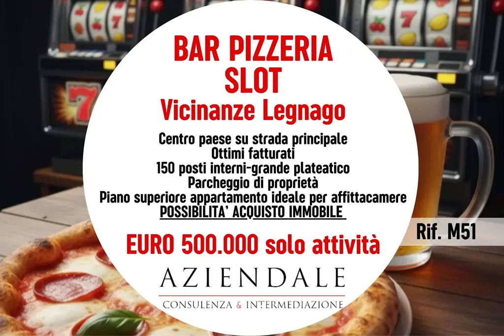 Bar/Pizzeria/Slot – Possibilità acquisto mura e appartamento uso affittacamere