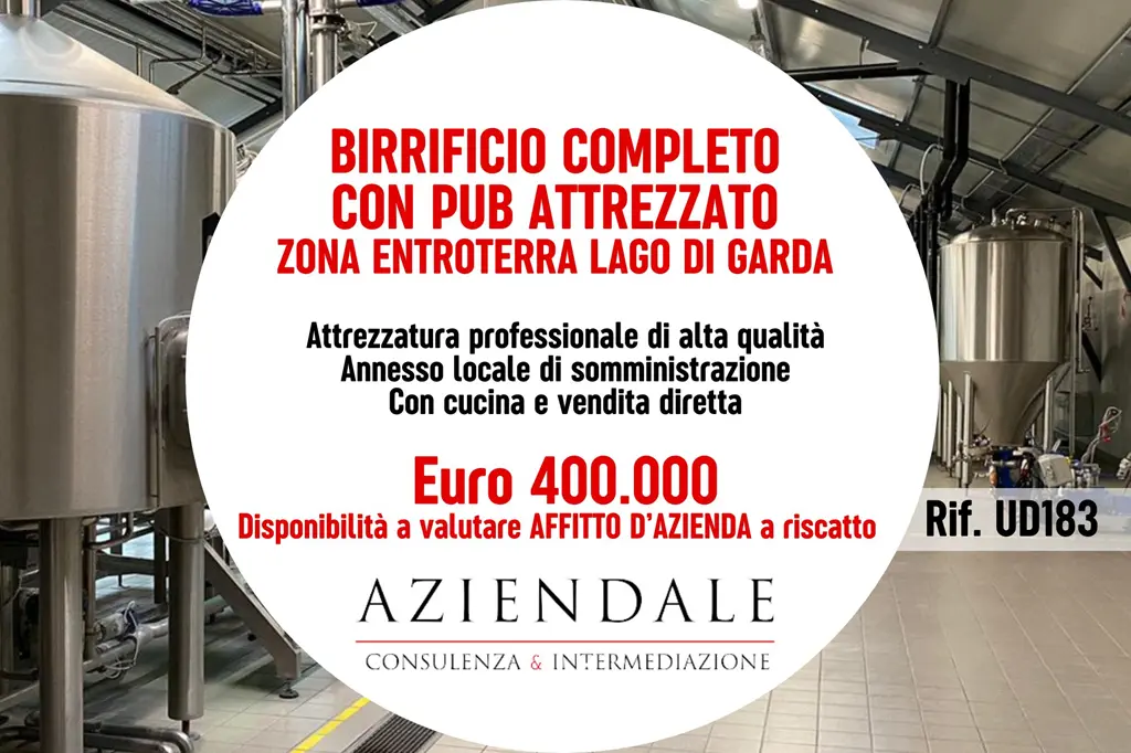 Birrificio completo con pub attrezzato – Entroterra lago di Garda